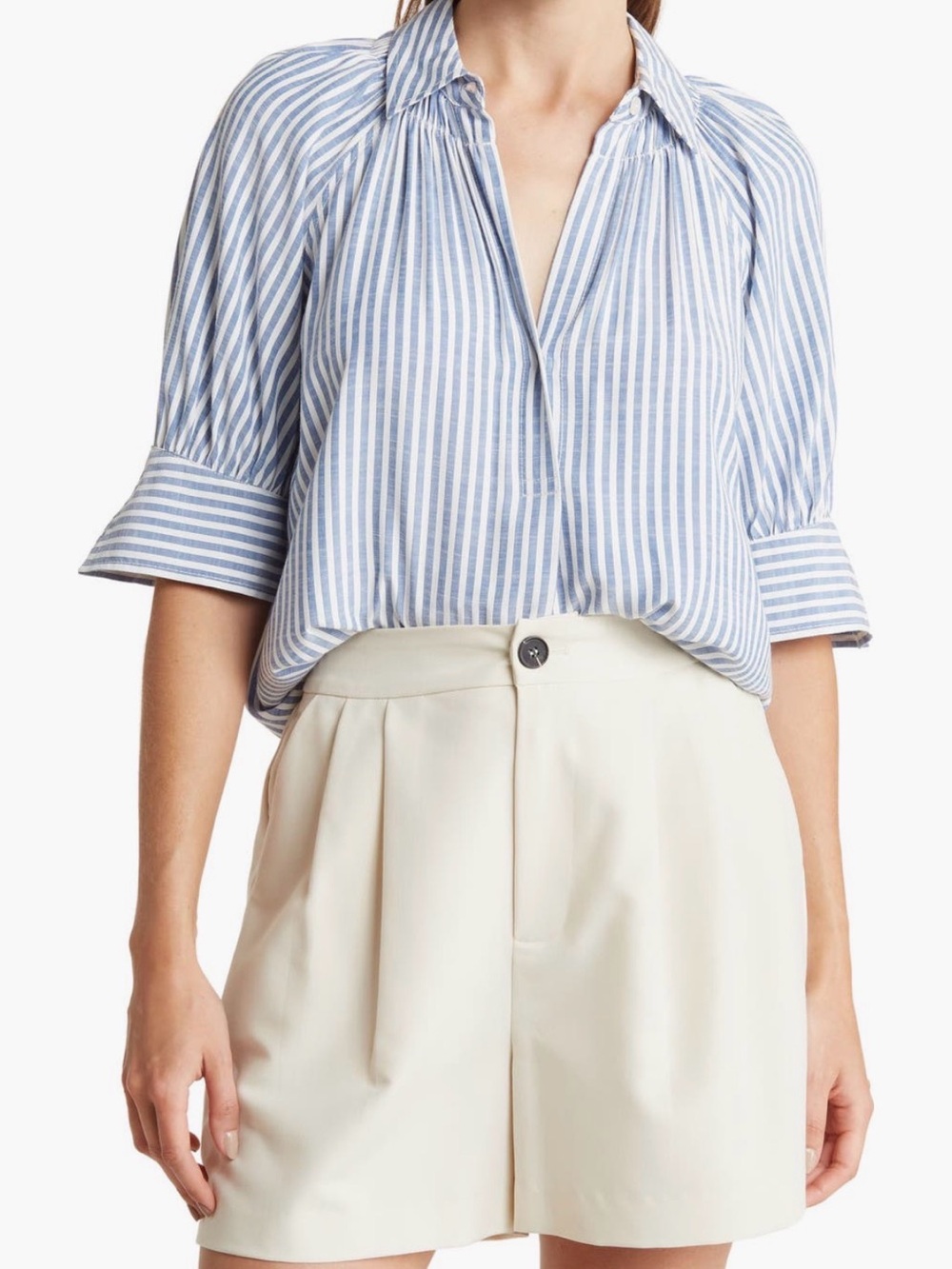 MAX STUDIO striped short sleeve blouse